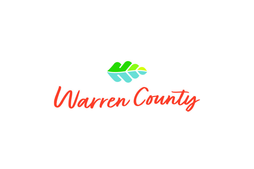 New Jersey Highlands blue and green icon with script Warren County beneath