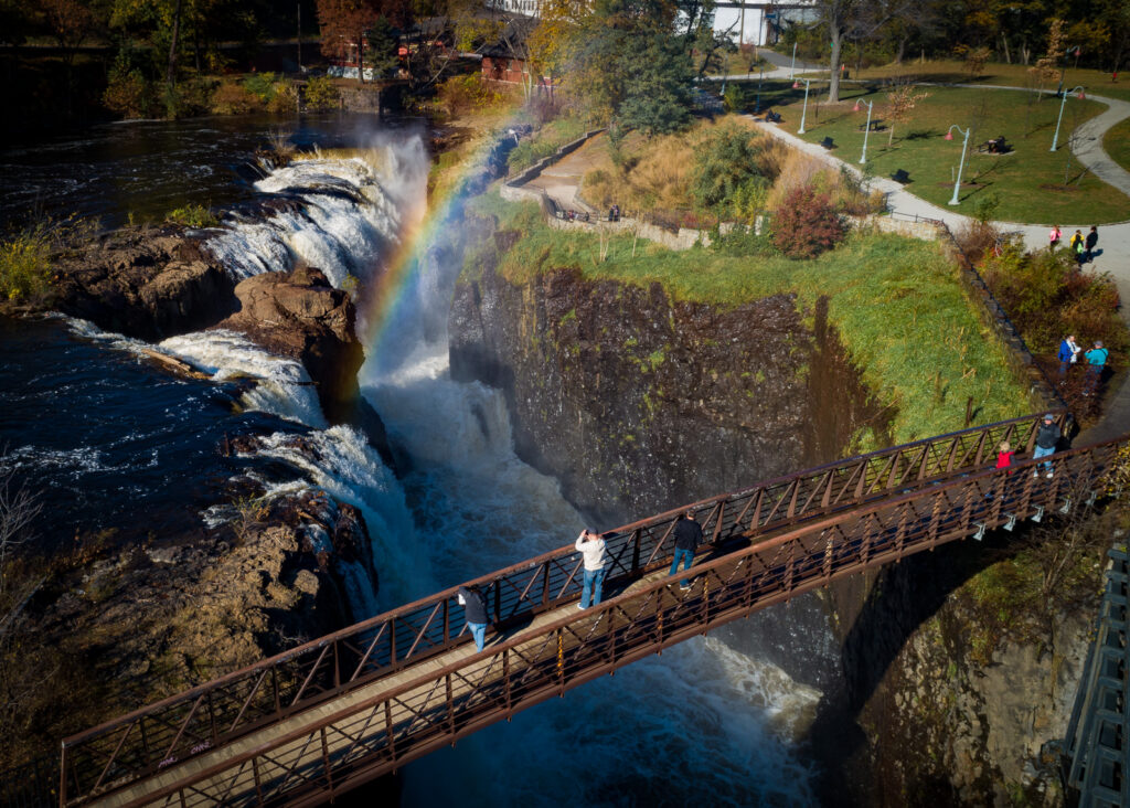 bridge over a waterfall